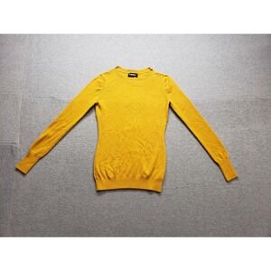 Express Women Sweater M Yellow Ribbed Knit Long Sleeve Round Neck Winter Jumper